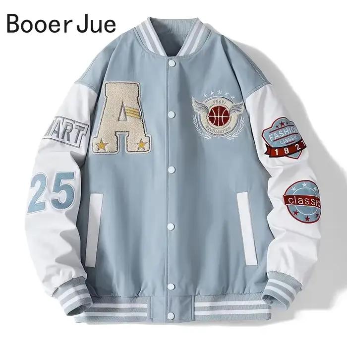 Varsity Baseball Bomber veste hommes Hip Hop Harajuku os lettre Patchwork vestes en cuir Streetwear femmes unisexe collège manteaux