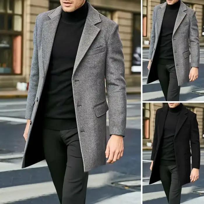 Manteau en laine à manches longues pour hommes