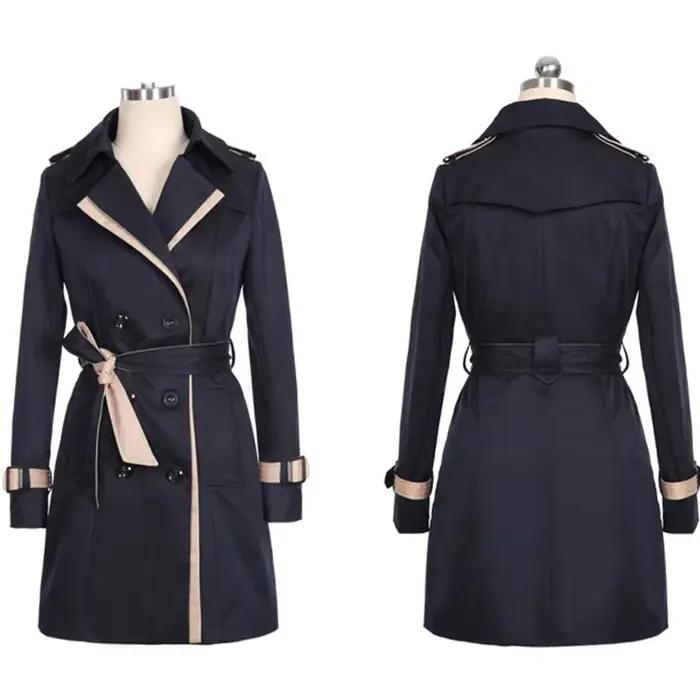 Trench Coat pour femmes 2025 automne décontracté Double boutonnage femme longue