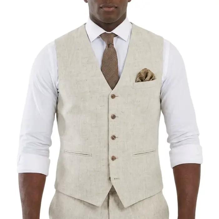 Gilet en lin beige pour homme