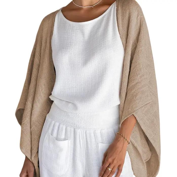 Veste Cardigan urbain décontractée à manches trois-quarts pour femmes, nouvelle collection 2025