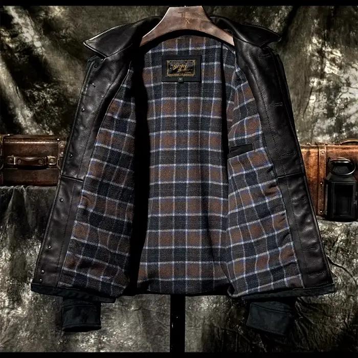 Veste en cuir d'hiver noire pour homme