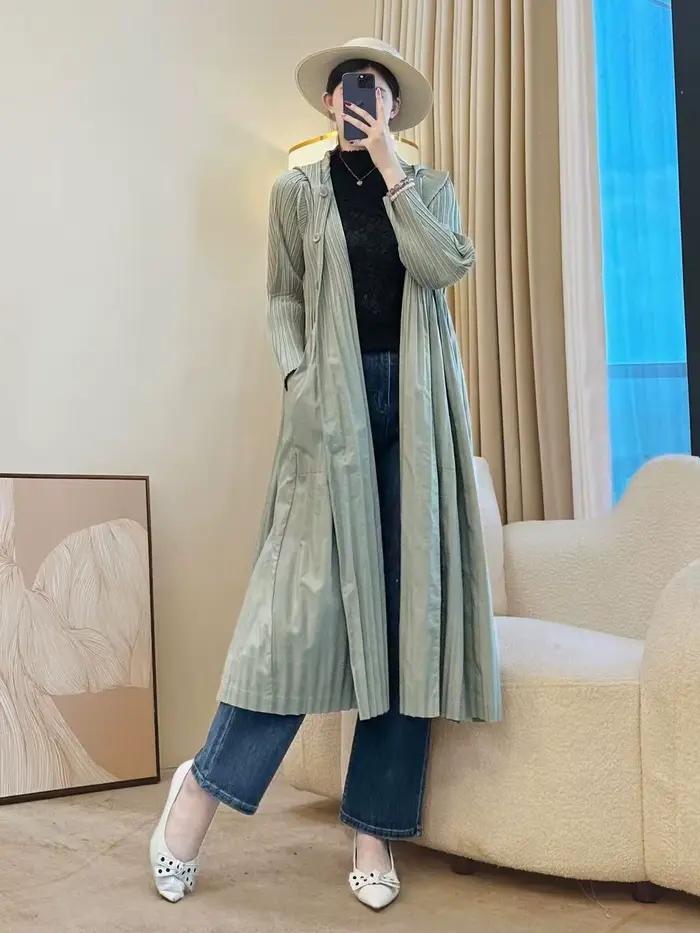 Trench-Coat plissé pliable pour femmes