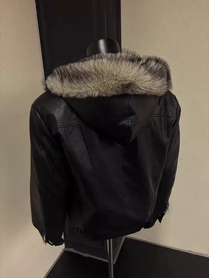 Bonne qualité en cuir PU fausse fourrure veste