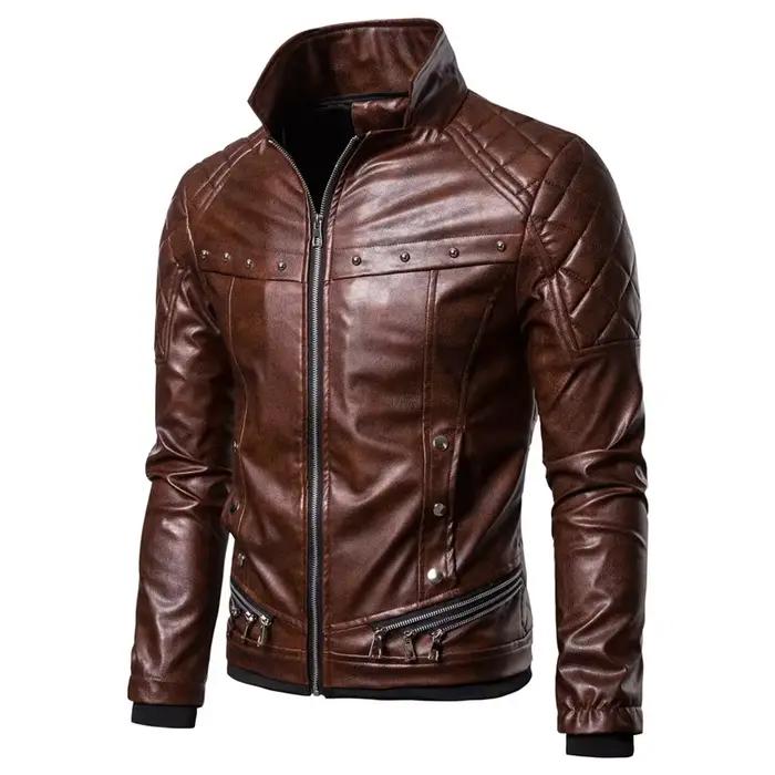 Nouveau hiver polaire Moto veste en cuir hommes rabattu col de fourrure coupe ajustée chaud PU Bomber vestes manteaux