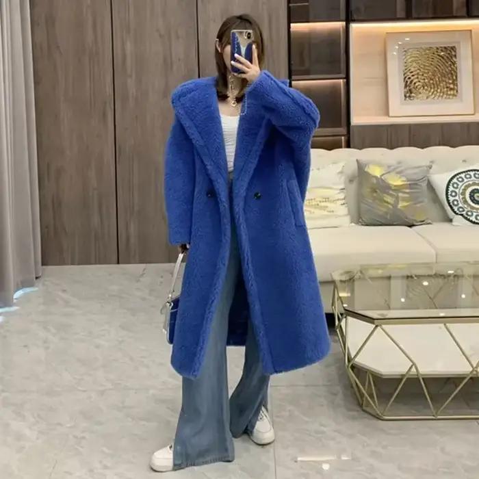 Max Teddy Coat 62% alpaga 26% laine 12% soie manteau hiver épaissir