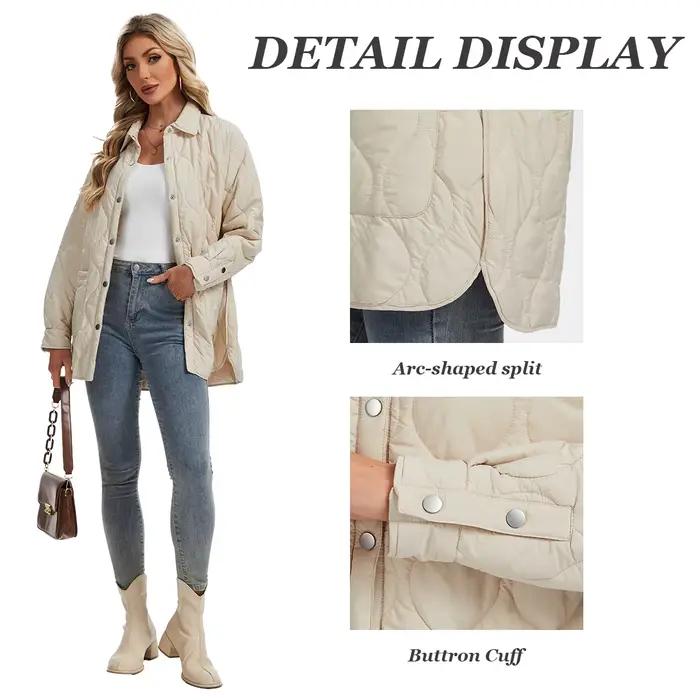 Veste matelassée légère pour femmes TACVASEN en polyester avec détails en forme d'oignon et ourlet en arc pour l'hiver, élégante et pratique à offrir pour toutes occasions hivernales