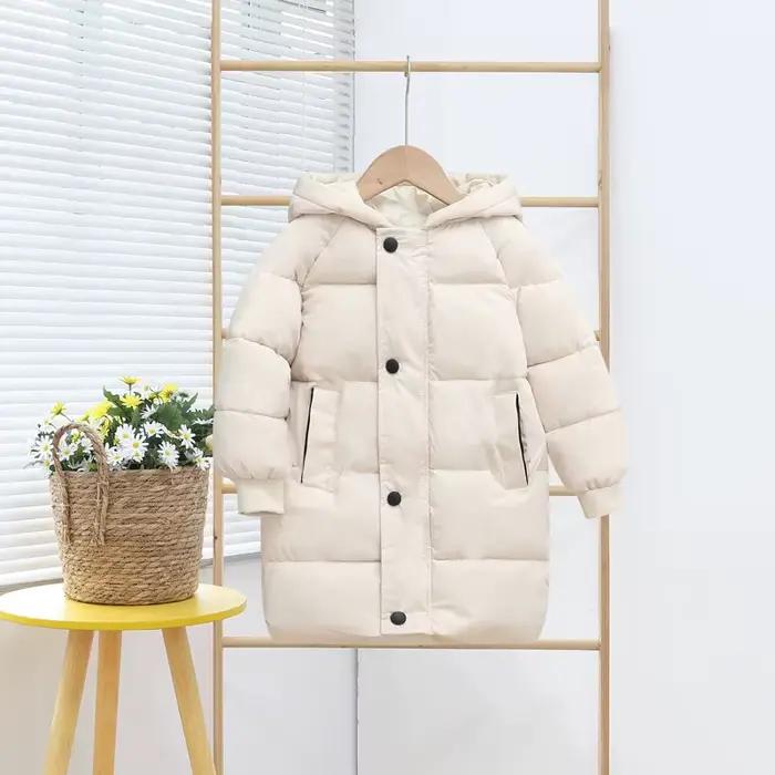 2025 Veste pour enfants pour garçons et filles Veste mi-longue en coton épais pour bébé Veste en coton à capuche