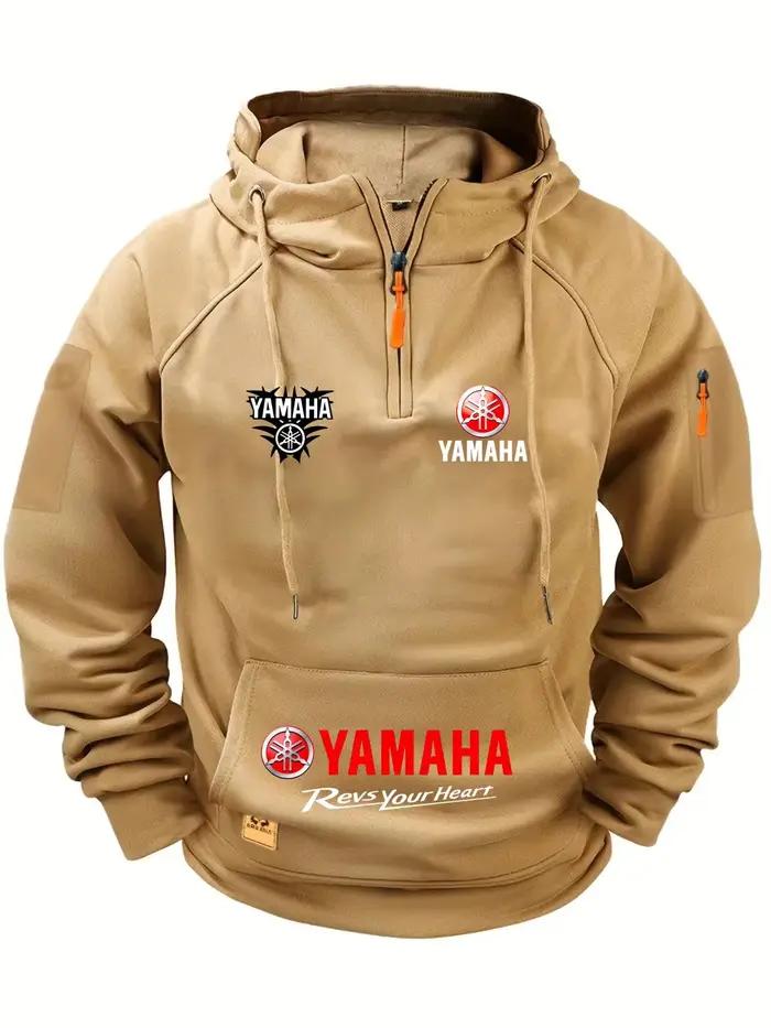 Nouvelle veste décontractée moto à capuche en polaire épaisse pour homme, style rétro, collection automne-hiver 2026 Yamaha