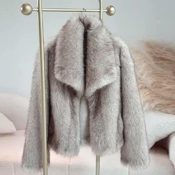Veste courte femme manteau de fourrure moelleuse artificielle femmes haute rue fausse