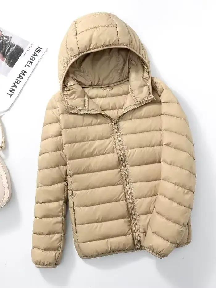 Doudoune ultra légère à capuche pour femme, duvet de canard blanc, coupe-vent chaud, design décontracté, multiple tailles et couleurs, pour toutes les saisons