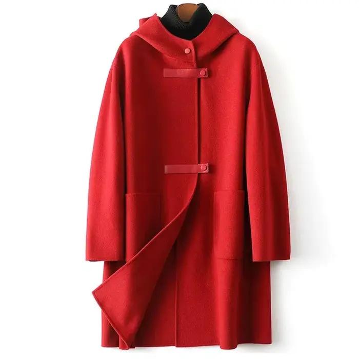 Nouvelle mode à capuche Double face POLYESTER manteau femmes automne hiver