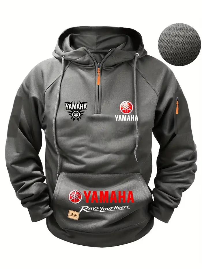 Nouvelle veste décontractée moto à capuche en polaire épaisse pour homme, style rétro, collection automne-hiver 2026 Yamaha