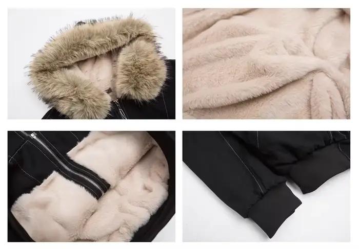 ZAROY col de fourrure Parkas à capuche Y2k Harajuku épaissir vestes rembourrées décontracté fermeture éclair gothique