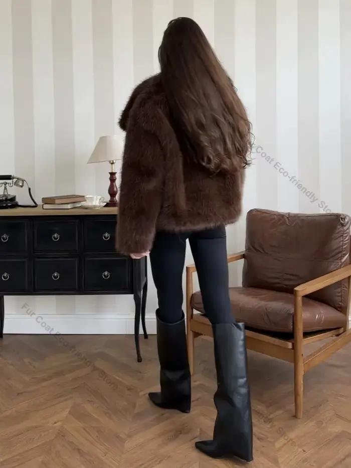 Manteau en fourrure écologique pour femme