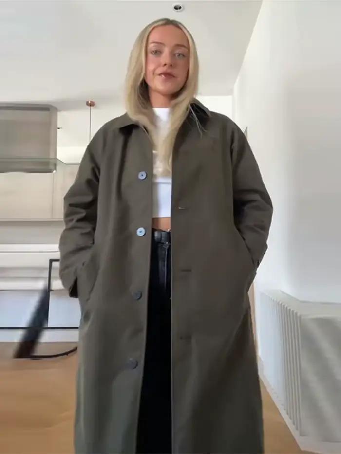 Manteau plaid double-face pour femmes avec col en fausse fourrure, boutonnage simple, coupe ample et manches longues pour automne et hiver