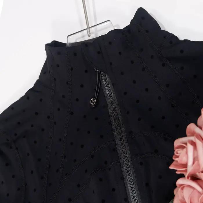 Veste à pois floquée LULU FLORA élégante veste à col montant et manches longues sport et yoga nylon séchage rapide et respirante