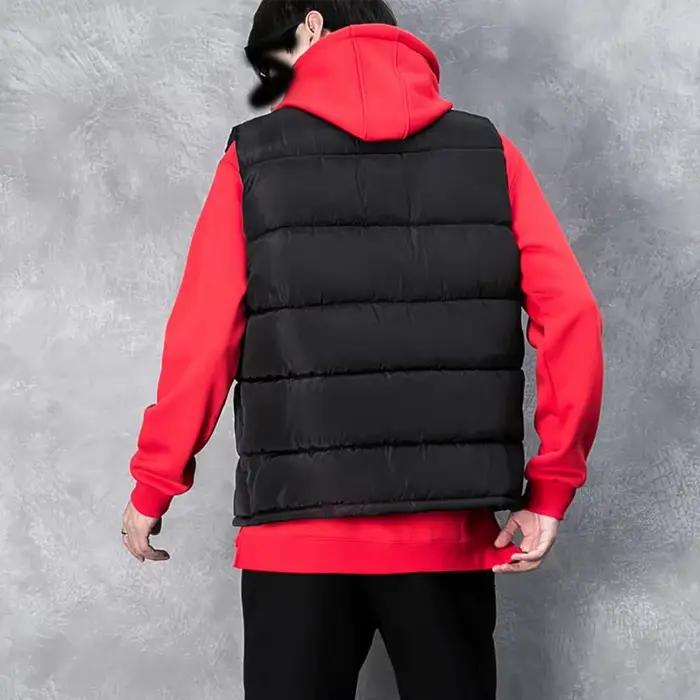 Hommes gilet veste chaude sans manches vestes hiver imperméable à l'eau manteau à glissière automne col montant