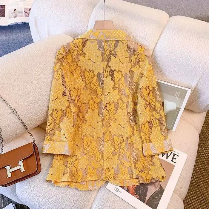 Manteau de costume en dentelle ajourée pour femme