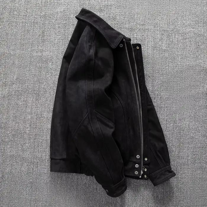Veste d'hiver en cuir noir pour hommes