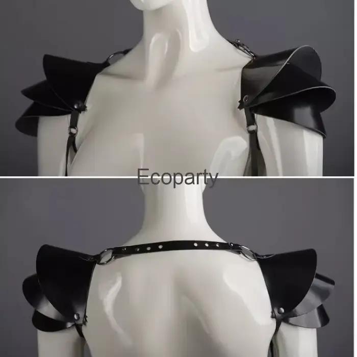 Armure d'épaule gothique médiévale pour adultes, accessoire de Costume de chevalier guerrier, harnais en cuir Pu noir, Cape d'armure, Costumes de Larp