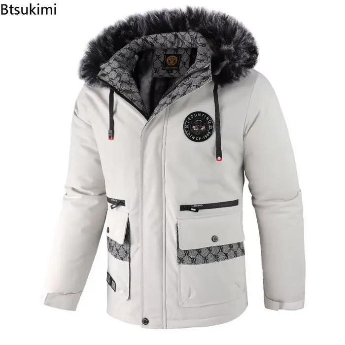Hiver hommes à capuche col de fourrure manteaux d'hiver doudoune de haute qualité mâle plus épais coupe-vent chaud Parkas Hombre vestes décontractée