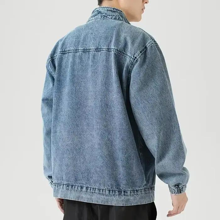 Veste en jean Biker esthétique décontractée pour homme avec patchwork et bordure détachable pour printemps et automne