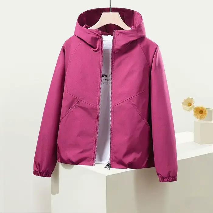 Trench-coat Femme 2026 Nouvelle Collection Printemps Automne Veste Coupe-Vent à Capuche Manteau Étudiant 3XL