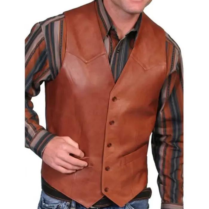Manteau en cuir rétro à simple boutonnage pour hommes, GlaFashion, Nouveau