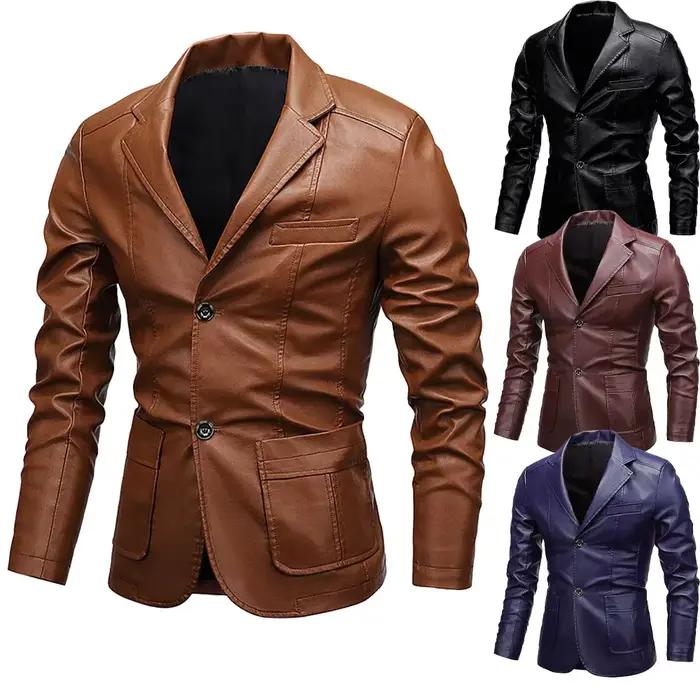 Veste en simili cuir délavé vintage pour homme, style moto et blazer, veste de motard, vêtement d'extérieur décontracté pour quatre saisons, voyage et occasions spéciales