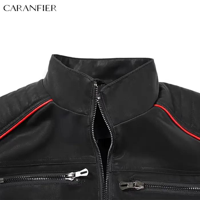 Veste en cuir délavée pour homme
