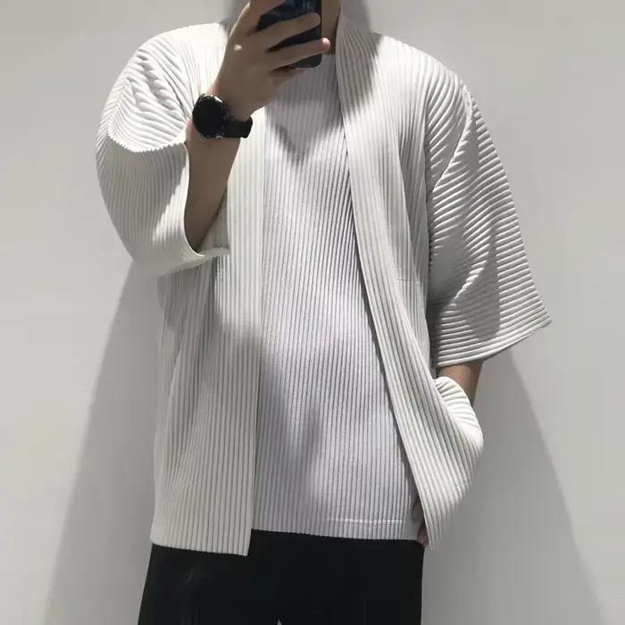 Miyake veste plissée hommes Cardigan japonais 2025 printemps et été nouveau plissé hommes ample grands Yards veste cent hauts amples