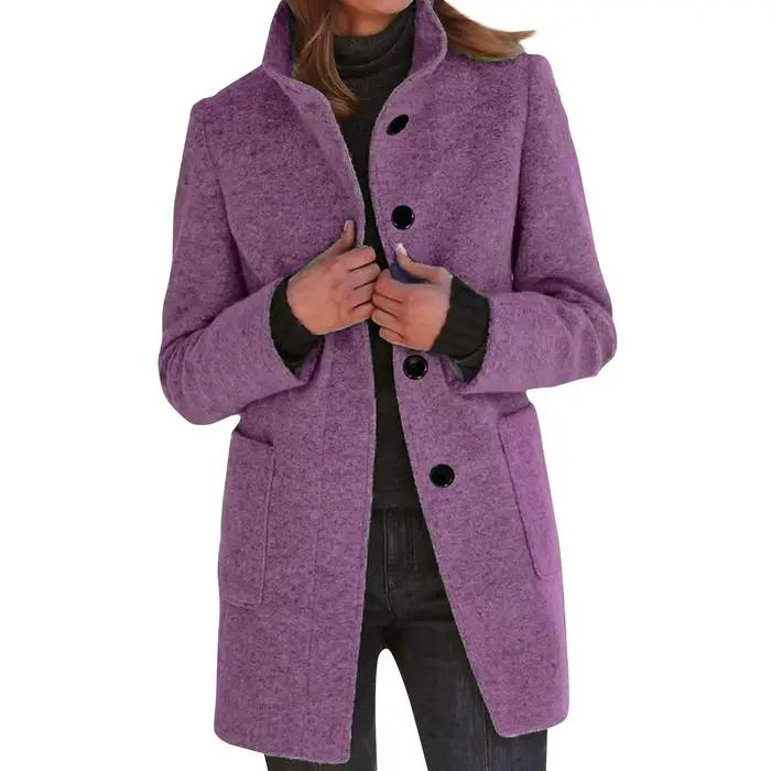 Femmes laine Cardigan manteaux avec poches dames revers longue veste manteau mode solide décontracté hiver vestes pour femmes Plus manteau