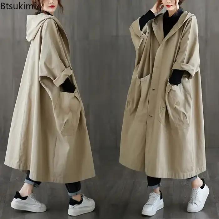 Trench-coat à capuche pour femmes