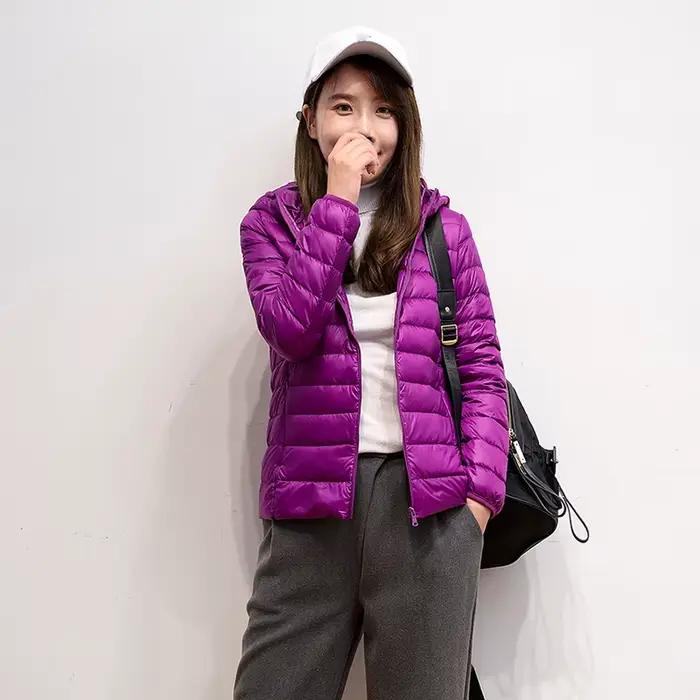 Veste à capuche en duvet de canard blanc pour femme