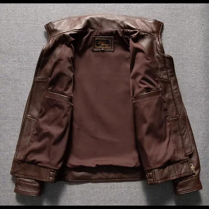 Veste en cuir marron pour homme