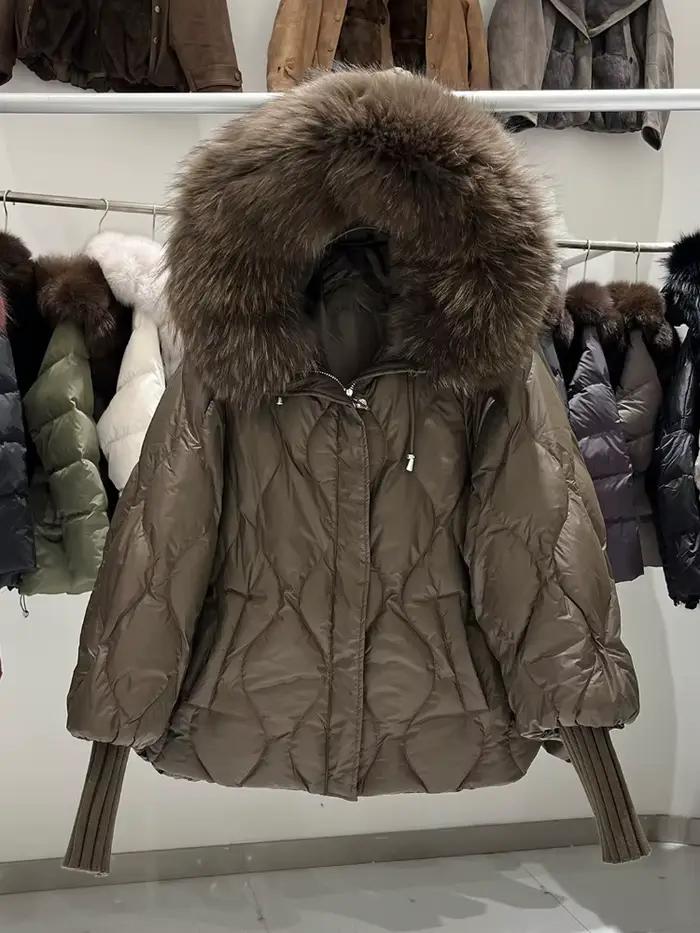 Parka matelassée à capuche pour femme avec garniture en vraie fourrure, doudoune d'hiver épaisse et chaude, style décontracté, streetwear, manteau d'extérieur
