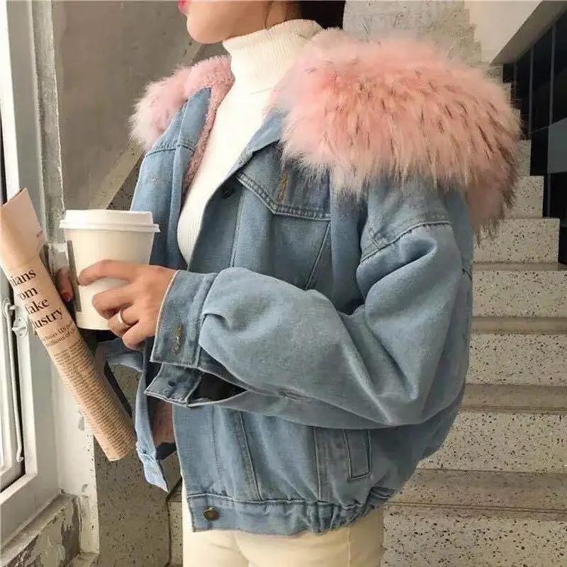 Manteaux en Denim à capuche avec poches, veste à simple boutonnage, vêtements d'extérieur épais, cha