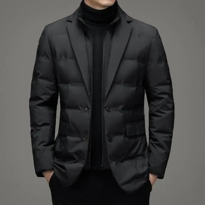 Homme doudoune nouveauté hommes d'affaires décontracté classique costume col manteau garder au chaud