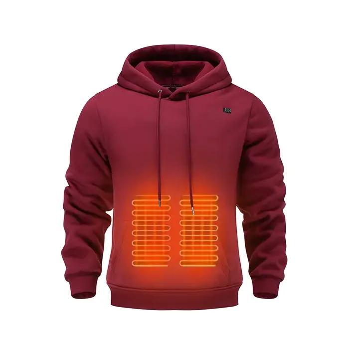 Veste chauffante USB pour hommes, sweat-shirt chauffant électrique d'hiver avec capuche, vêtements t