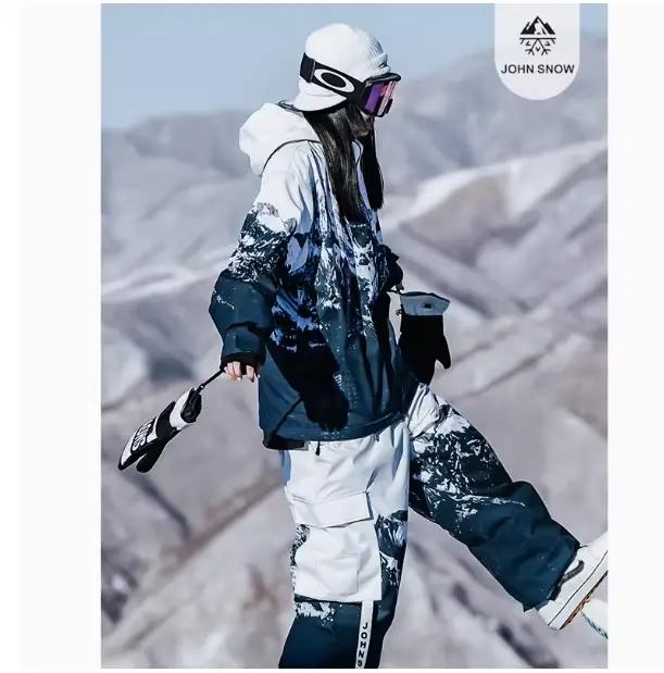 HN SNOW-Veste de Ski à Capuche pour Homme et Femme, Surdimensionnée, Imperméable, Coupe-Vent, Chaud,