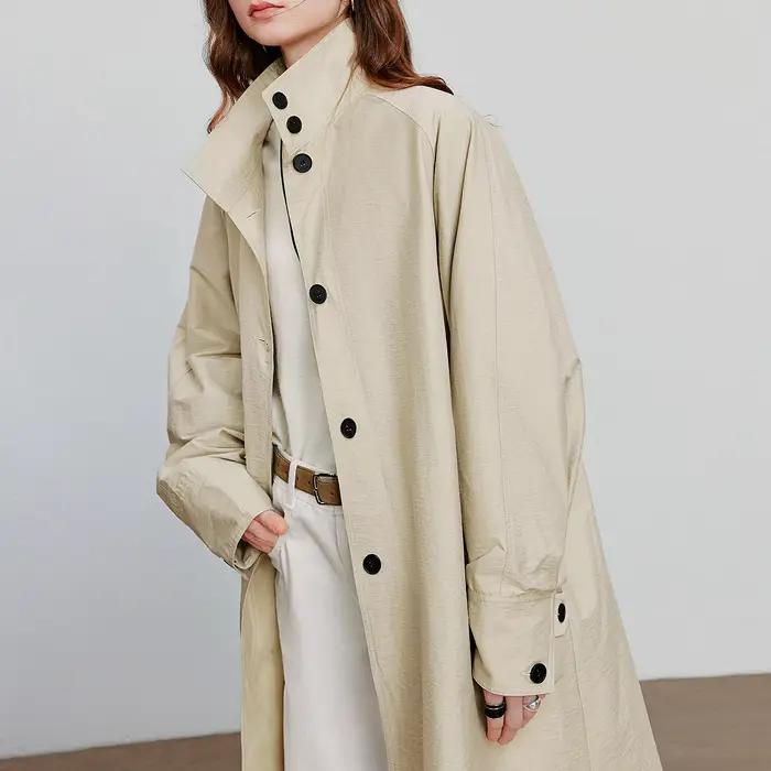TOYOUTH femmes Trench Coat 2025 automne nouveau Style grange col montant léger mi-long coupe-vent ve