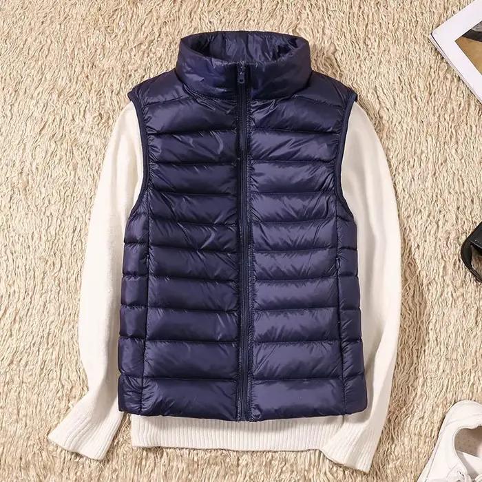 Doudoune légère matelassée coupe-vent chaude pour femme, gilet sans manches ultra léger en duvet, ve