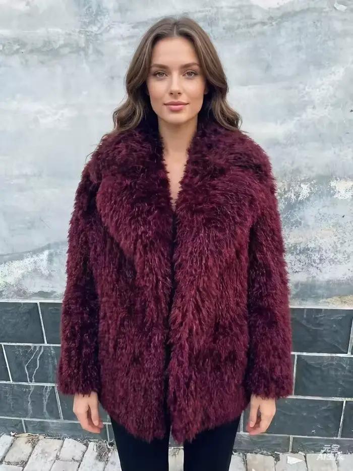 Manteaux de fourrure femmes automne hiver haut à la mode rose fausse fourrure manteau élégant épais