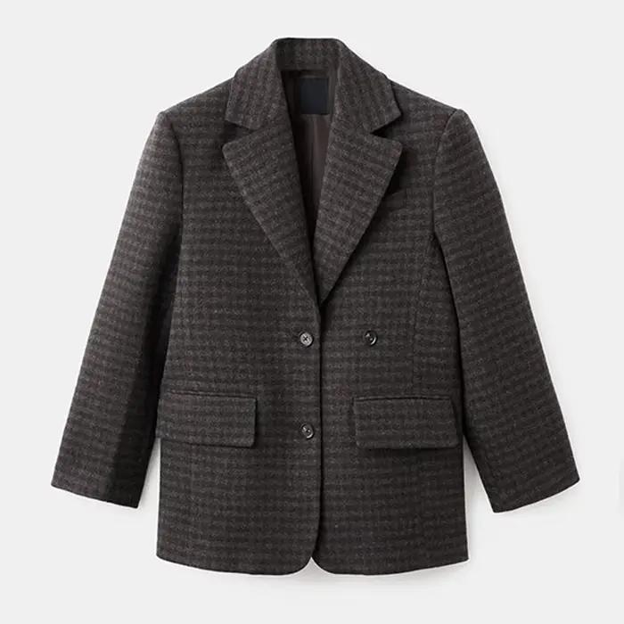 Manteaux en peluche à carreaux pour femmes, surdimensionné, simple boutonnage, grandes poches épaiss