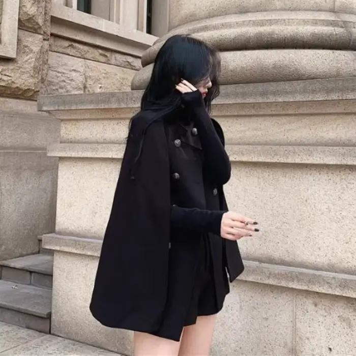 Pardessus à manches chauve-souris pour femme, mélange, basique, streetwear, tempérament, dames, simp