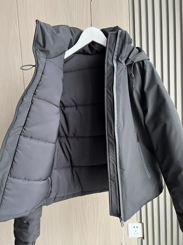 ETJ 2025 automne/hiver nouveau femmes court imitation vent imperméable à capuche épais chaud coton v