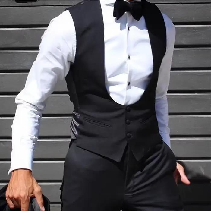 Gilet en Glafor Noir pour Homme, Coupe Slim, Solide, Document, Mode Masculine, Manteau de ixde Bal,