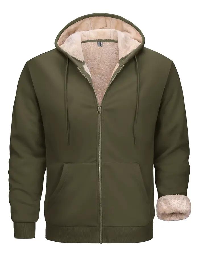 TACVASEN Sweat à capuche zippé pour homme Sweat à capuche doublé Sherpa Sweat à capuche épais chaud
