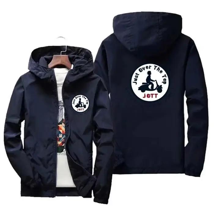 Veste zippée à capuche avec imprimé chaîne TT pour hommes, manteau imperméable coupe-vent, mode déco